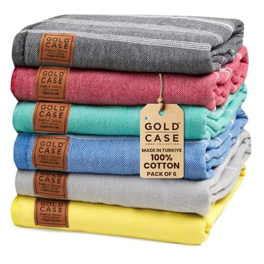 

Beach towel set of 6 100 cotton Turkish beach towels for outdoor use oversized, quick-dry sand-free, lightweight, multi-color t