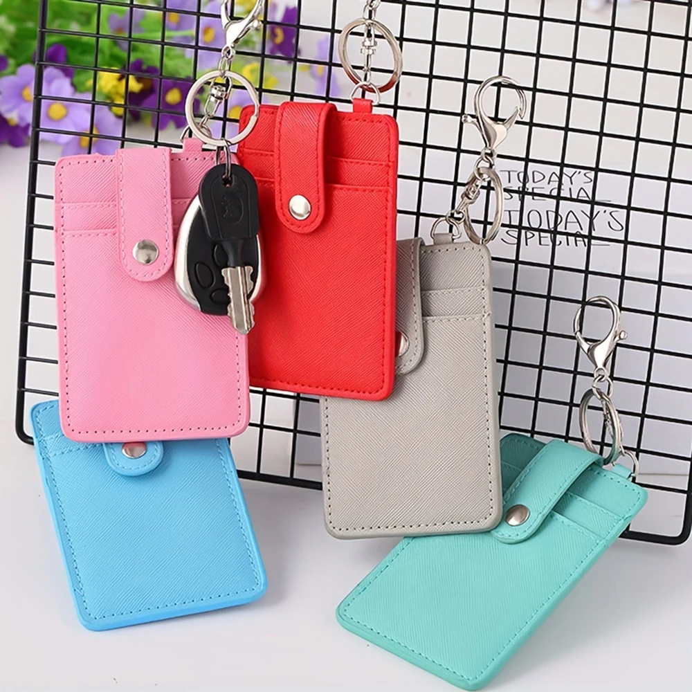 1 قطعة بلون ثلاثة فتحة حامل بطاقة الحافلة طالب وجبة بطاقة حامل بطاقة البنك فو الجلود بولي Card حافظة S004037 #2