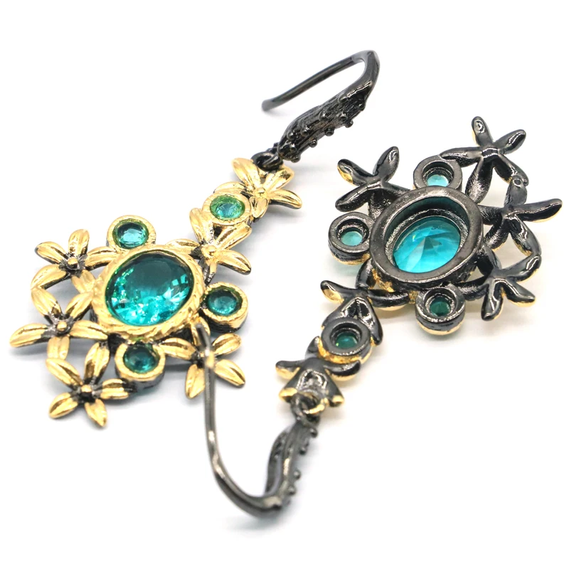 اشتر 4 واحصل على 1 مجانًا 52x24 مللي متر 9.6 جرام عتيق التورمالين الوردي البنفسجي تنزانيت الزبرجد الرودوليت العقيق أقراط معدنية سوداء فضية #5