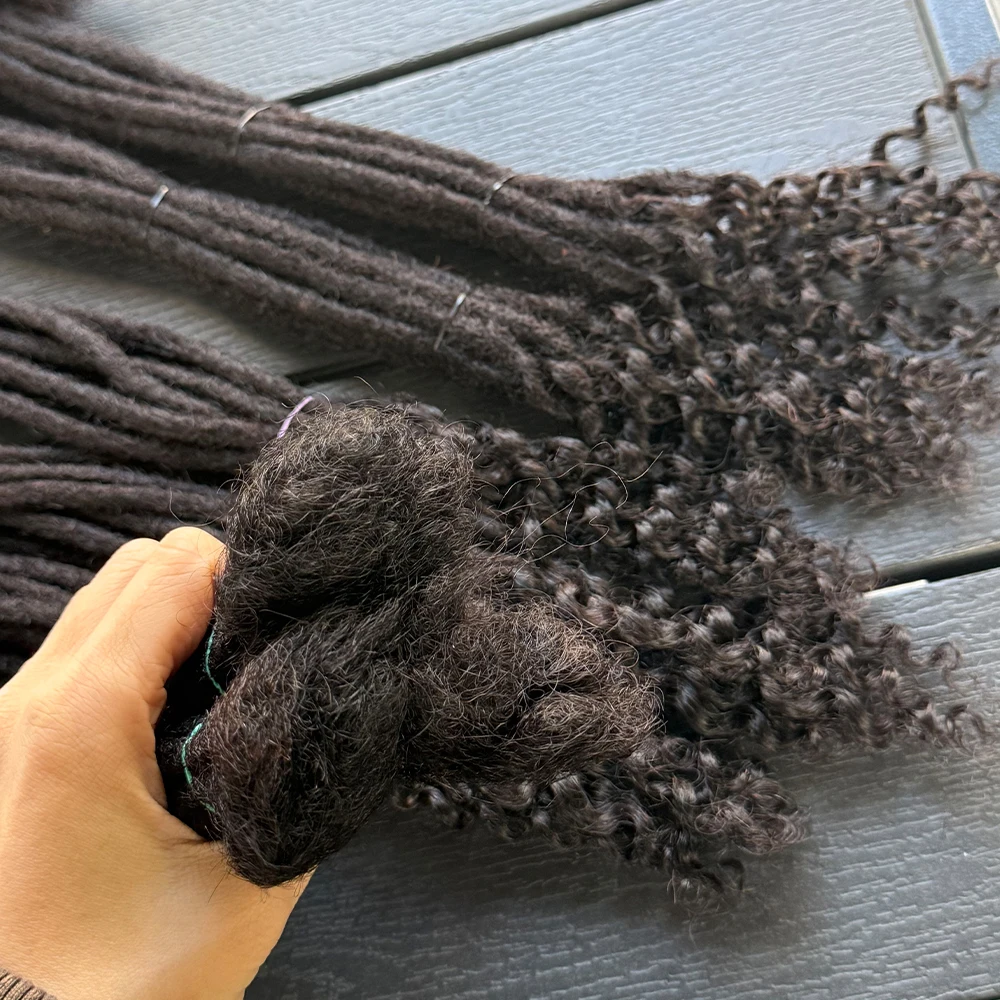 اليدوية مجعد الذيل أقفال تمديد الشعر البشري الطبيعي ملحقات Dreadlock مع أطراف مجعد 8-14 بوصة للنساء الرجال #5