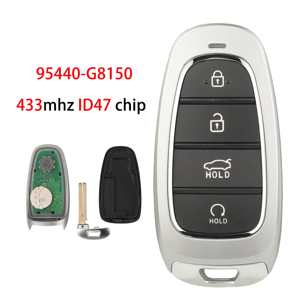 Jingyuqin 433Mhz 47 Chip Aftermarket 4 Buttons Smart Remote Keyless Key For Hyundai Azera 2022 Europe Market FCCID: 95440-G8150