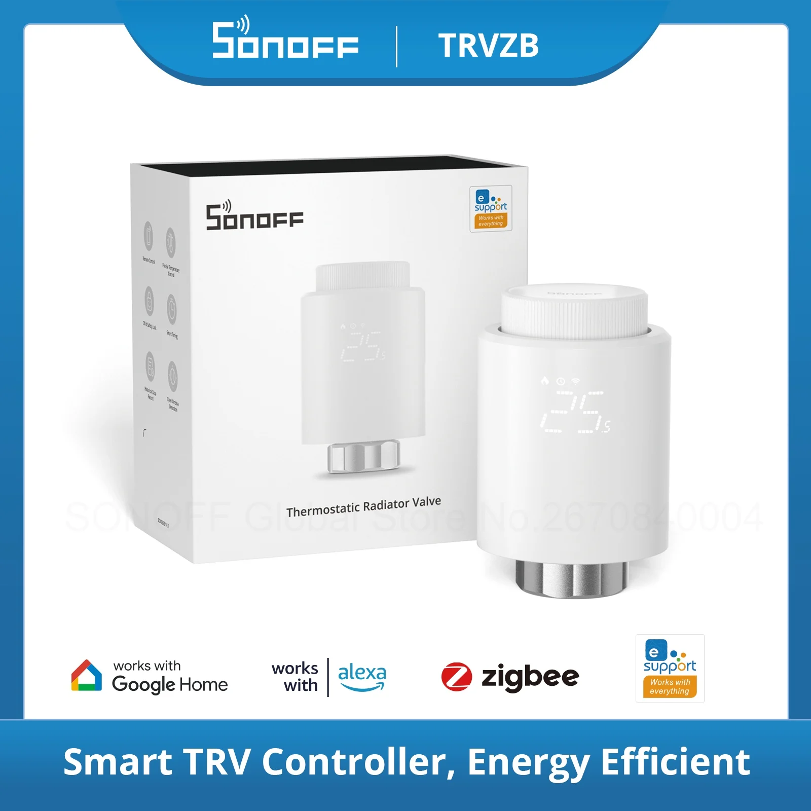 SONOFF TRVZB Zigbee Thermostatic Radiator Valve  home temperature Smart Remote Controler via alexa google ZBBridge-P eWelink