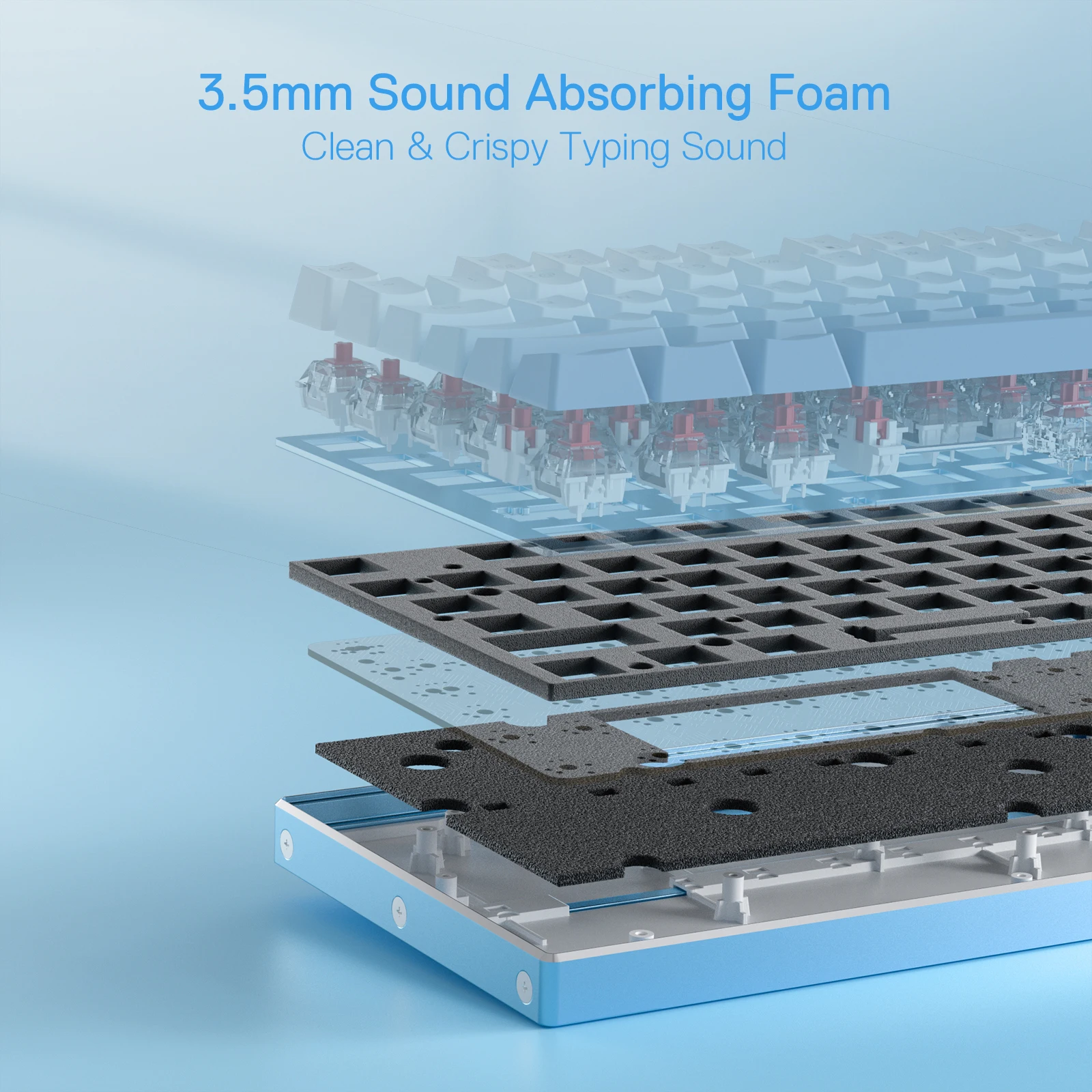 لوحة مفاتيح ألعاب ميكانيكية سلكية بإضاءة خلفية LED ، قاعدة ألومنيوم ، مفاتيح خطية ، تبديل ساخن ، مفتاح أحمر هادئ