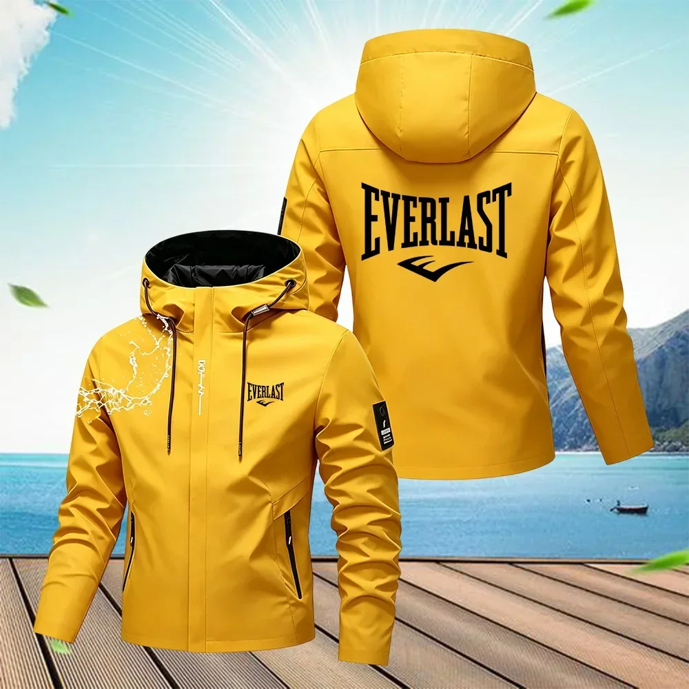 Men's Spring Autumn Streetwear Hooded Jacket 2026 New Casual Zip Up Loose Coat Outdoor Hiking Jogging Activewear Windbreaker