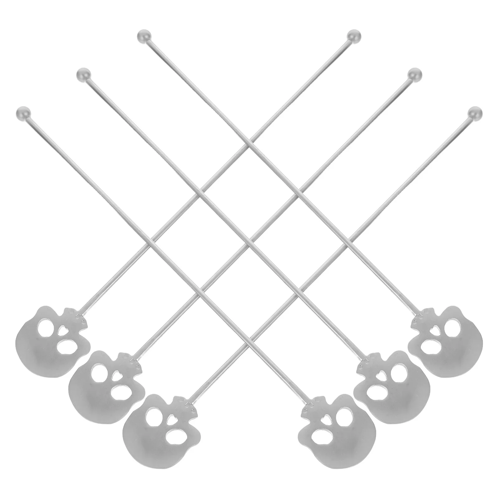

6Pcs Unique Skull Design Stainless Steel Reusable Swizzle Sticks for Cocktail Coffee Iced Tea Mixing Tea Spoons Stainless Steel
