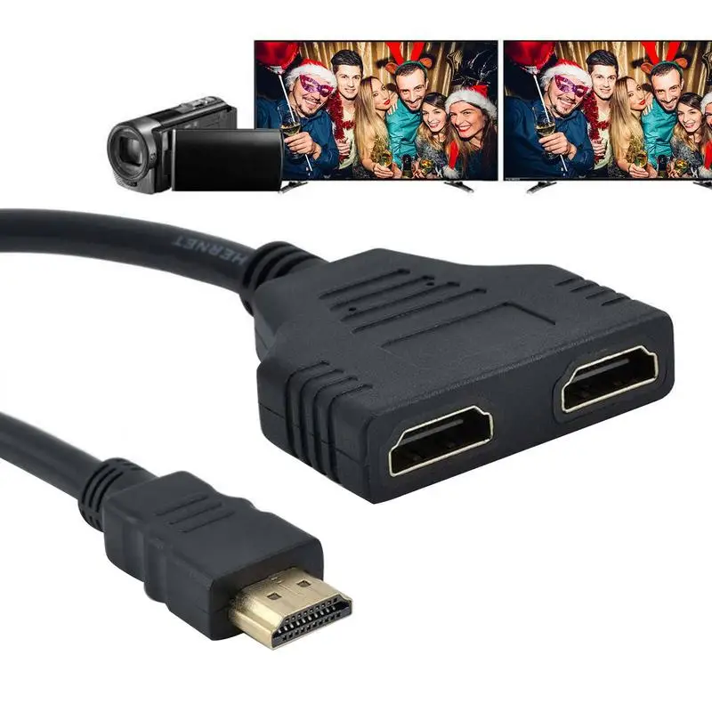 ForHDMI Compatible Splitter 1 In 2 Output Female 4K Port Cable Adapter Converter 1080P Games Videos Multimedia Devices For Home