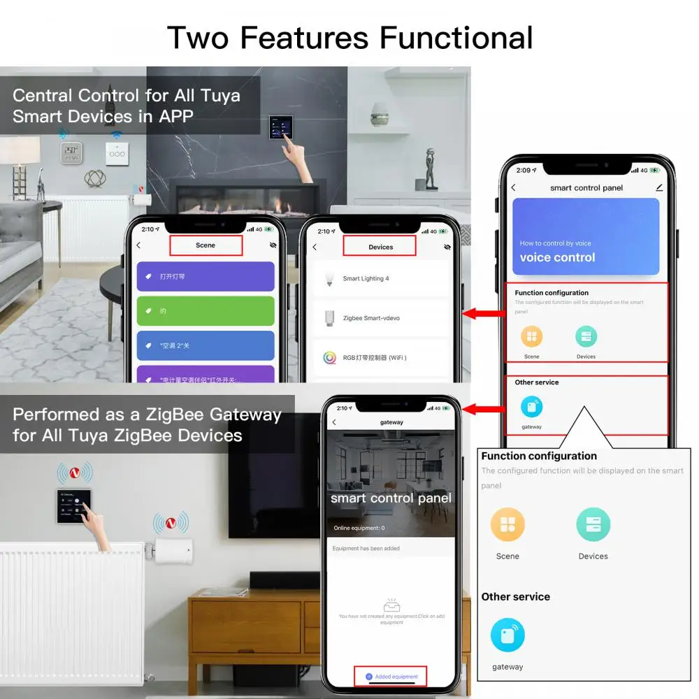 Imagem -03 - Tuya Smart Life Painel de Controle Touch Screen Interruptor Inteligente Cenas Doméstica Controle Remoto sem Fio Central Wifi Gateway Zigbee