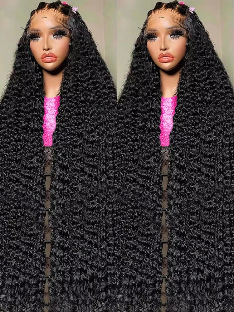 

40 46 Inch 13X6 HD Deep Wave Lace Frontal Wig 300% Density Brazilian 13X4 Water Curly Wave Lace Front Human Hair Wigs For Women