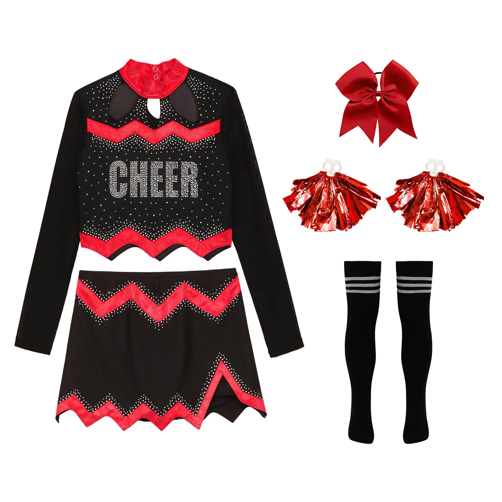 Girls Cheering Team Clothes Cosplay Cheerleader Unifroms Cheerleading Uniform Outfits Cheer School Stage Performance Costume