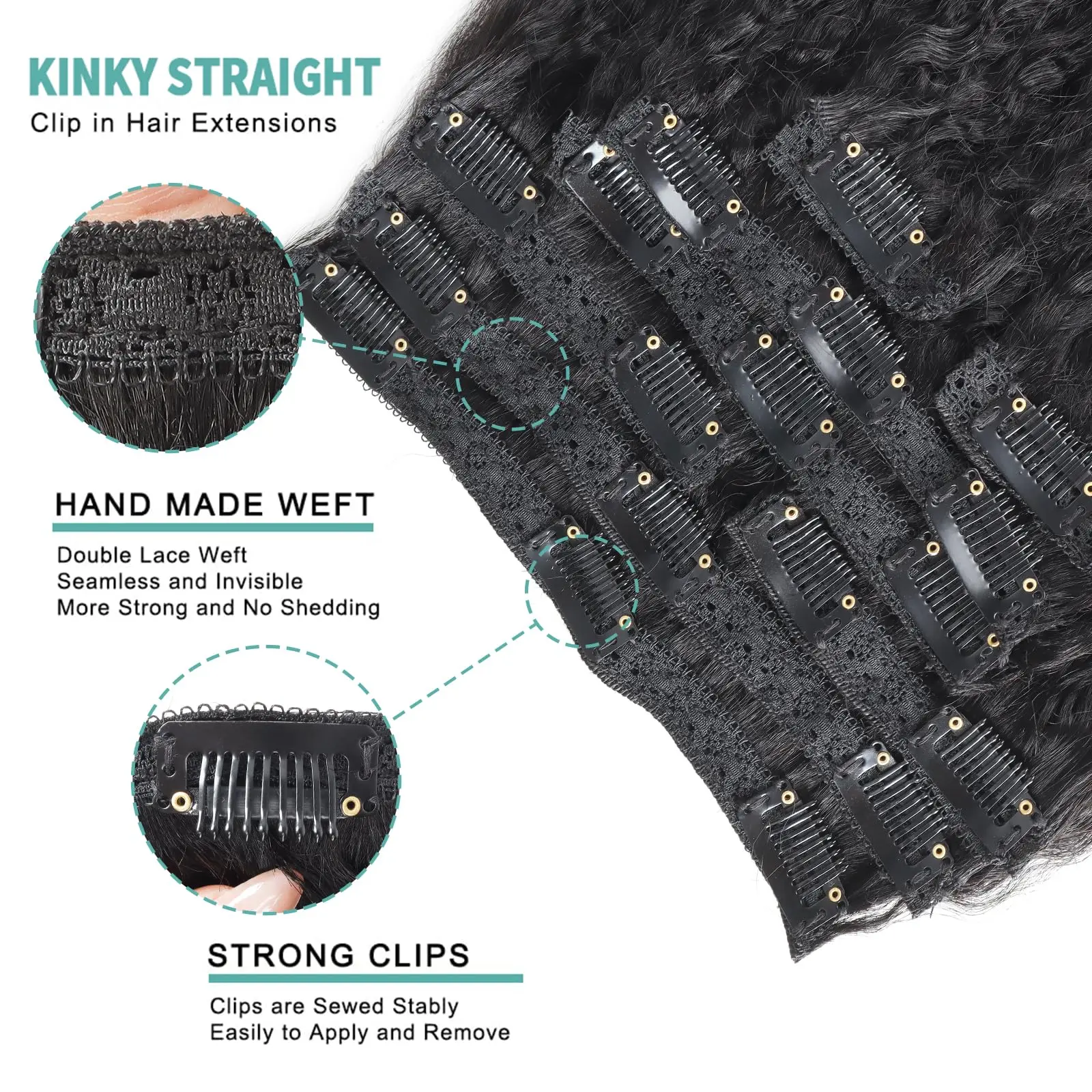 8 قطعة مع 18 مقطع ياكي مستقيم كليب في الشعر التمديد شعر الإنسان غريب مستقيم كليب في شعر مستعار بشري # 1ب للنساء #5