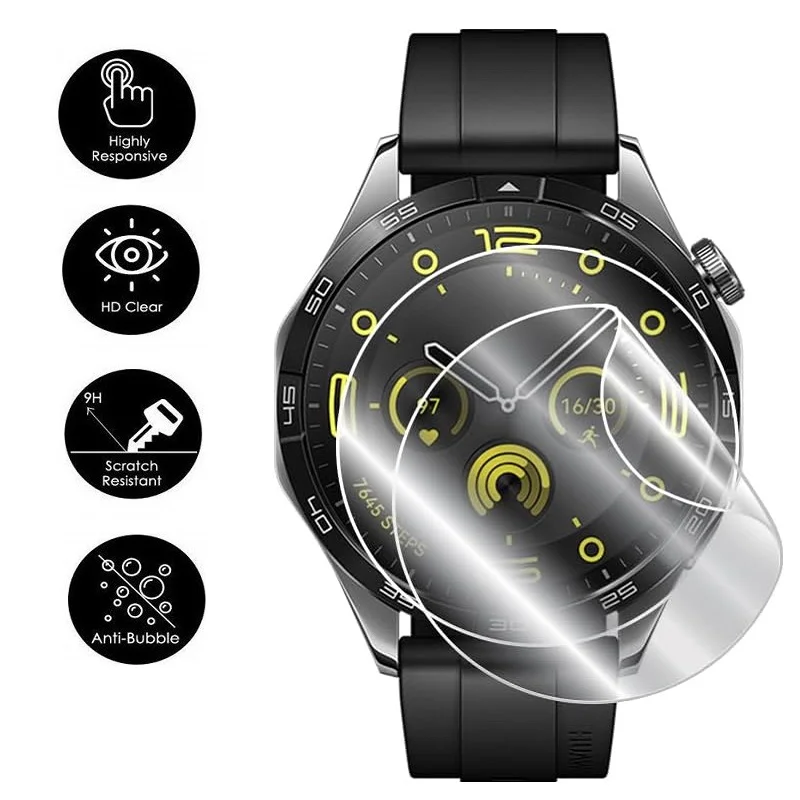 Pelindung layar hidrogel TPU, 10 buah untuk jam tangan Huawei GT4 41mm 46mm jam tangan pintar HD bening lembut Film pelindung antigores