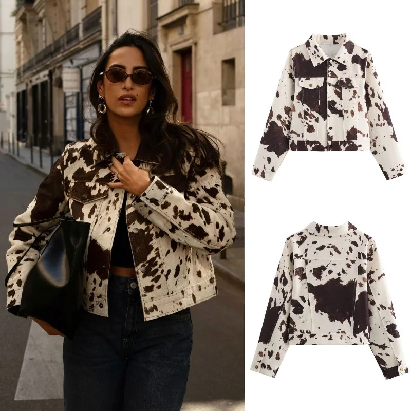 Women 2026 Autumn Winter New Arrival Hot Selling Street Style Casual Color Block Printed Coat Outerwear Fashion Trendy Chic Best