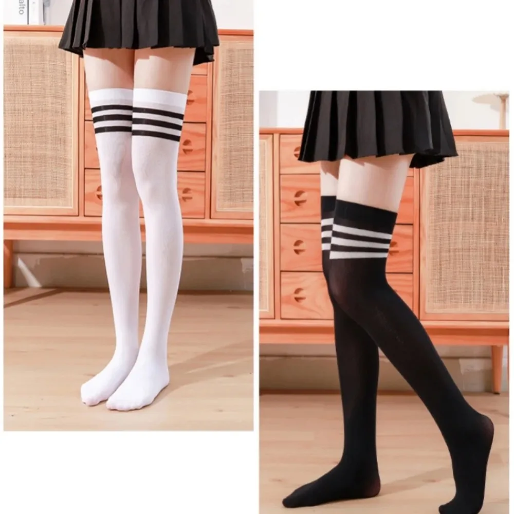 Warm halten Frauen über Kniestrümpfe Oberschenkel hohe Socken Mädchen schwarz weiß Knie halbe Strümpfe Frauen, Mädchen lange Socken Packung mit einem Paar – Detail 3