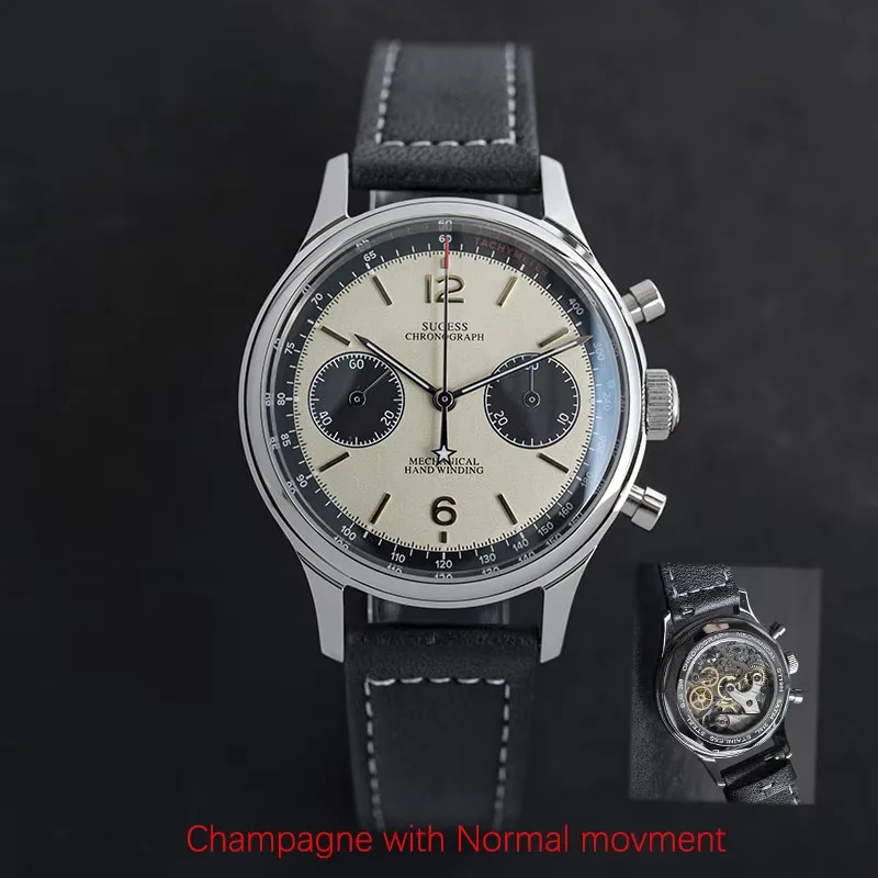 Sugess Movment ST1901 1963 Polit Herrenuhr Chronograph Air Force Saphir Mechanische Armbanduhr Panda Uhr Reloj 38mm