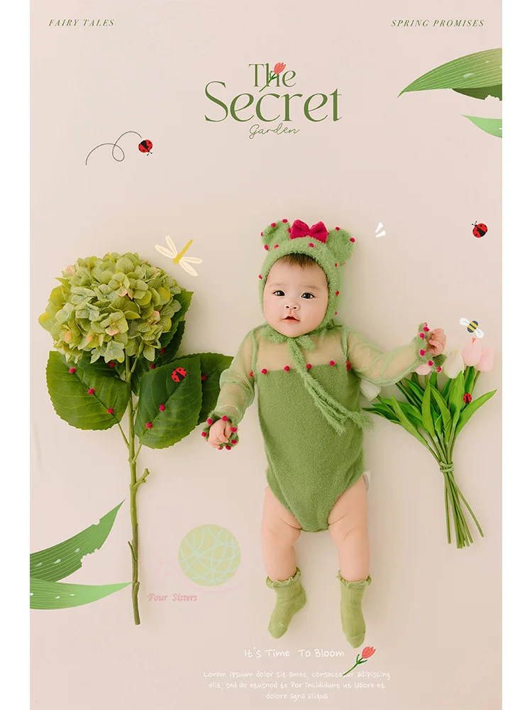 Childrens Photography Clothing Girls Baby Hundred Days Tulip Studio Theme Photography Prop Art bebê  아기 코스프레