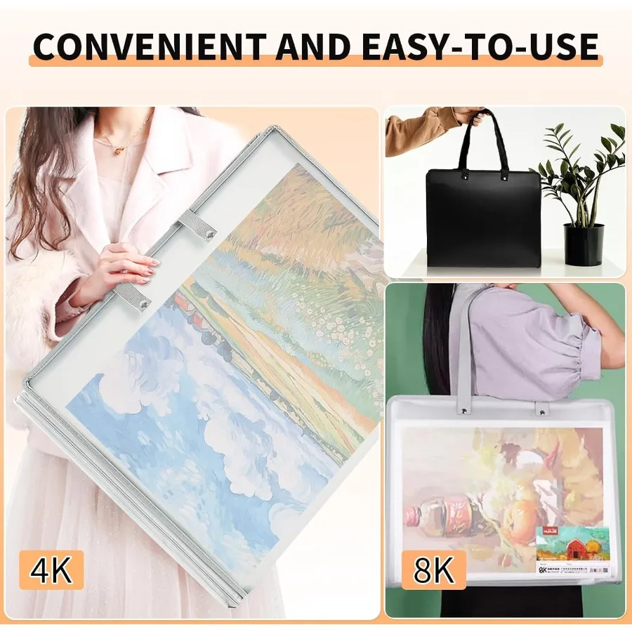 Duży, wodoodporny segregator do przechowywania materiałów artystycznych z zamkiem błyskawicznym i przegródkami dla artystów i fotografów: idealny do przechowywania szkiców i rysunków.