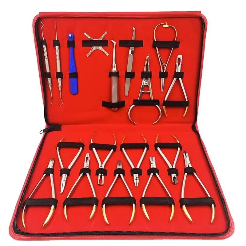 Dental Orthodontics 18 Piece Set Technicians' Forming Pliers Tools Dental Stainless Steel Instruments Bow Wire