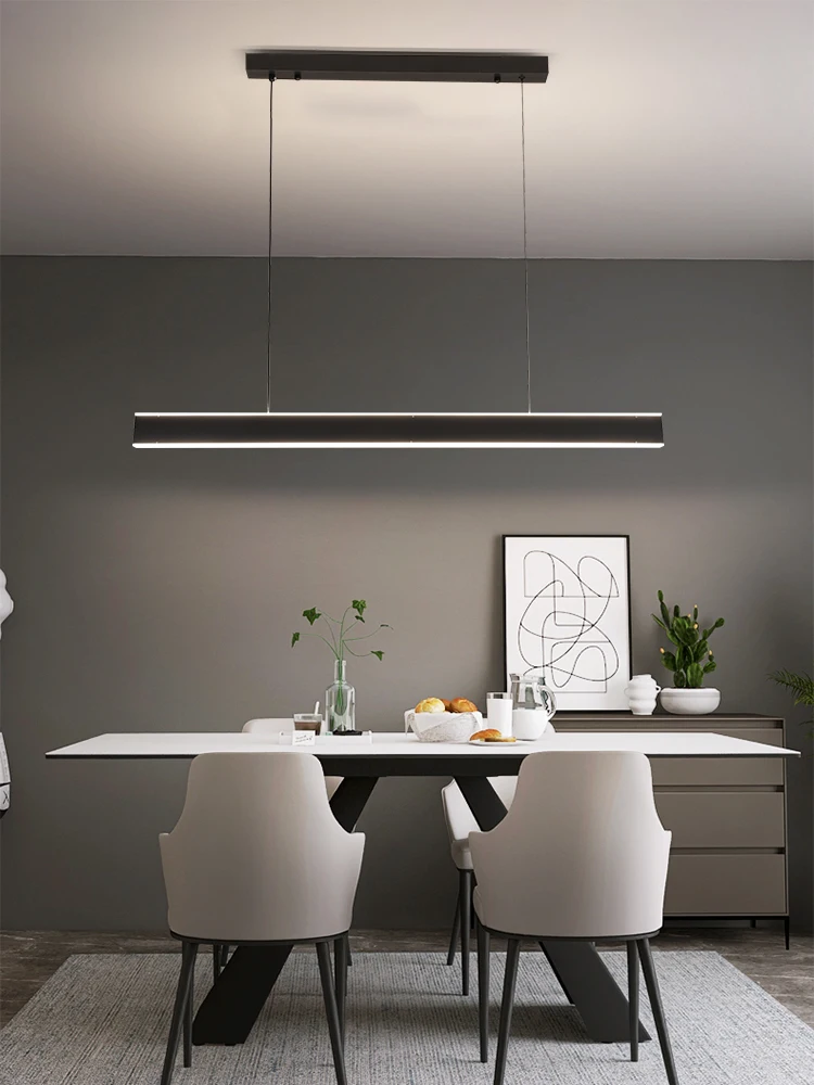 

Modern Office Dining Table Kitchen Chandelier Simple LED Strip Living Room Chandelier Hotel Business Interior Lighting