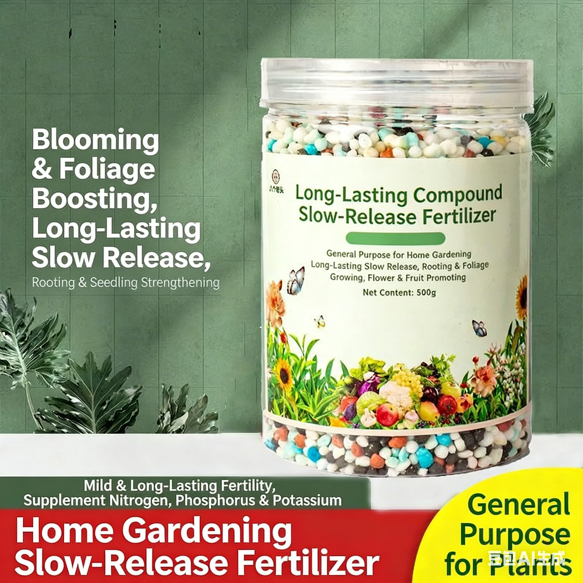 

500 г долгосрочного медленного удержания удобрения для суккулентов в горшке, азот-фосфор, гранулы для выращивания цветов, специальное удобрение