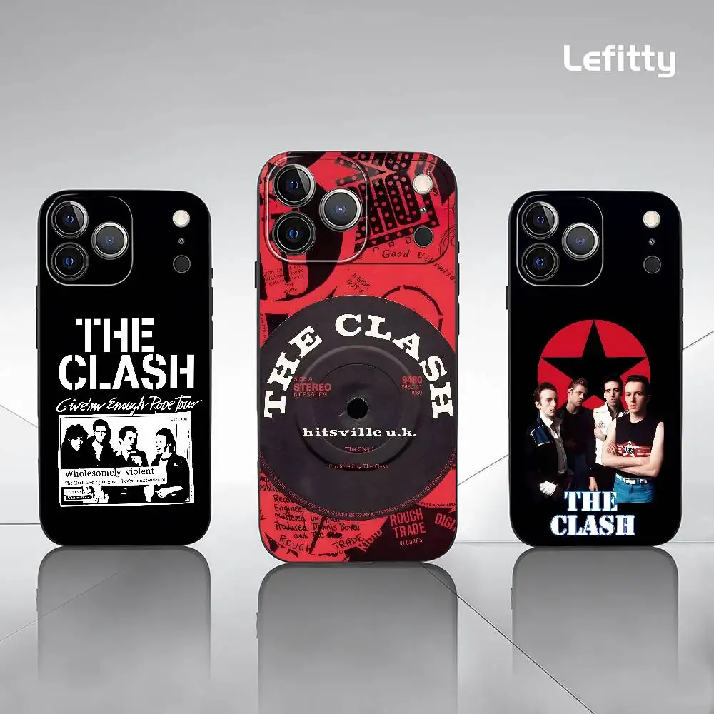 حافظة هاتف Rock Band The C-Clash لهاتف آيفون 17 16 15 14 13 12 11 Pro Max Plus Mini Black Frosted Soft Shell Funda