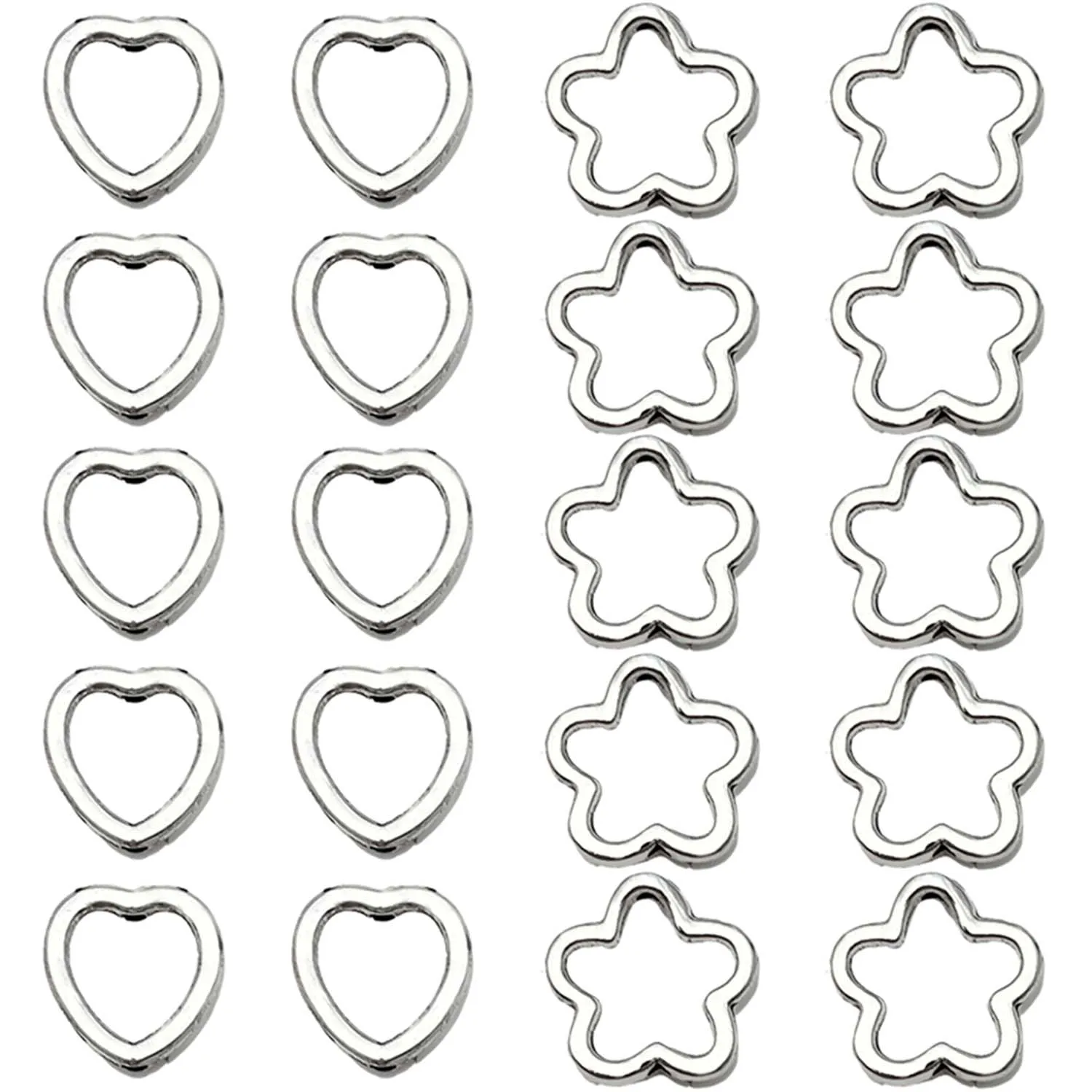 20pcs Beaded Frame Beads Spacer Bead Connectors, Heart Four Leaf Clover Spacer Beads for DIY Jewelry Making Accessories