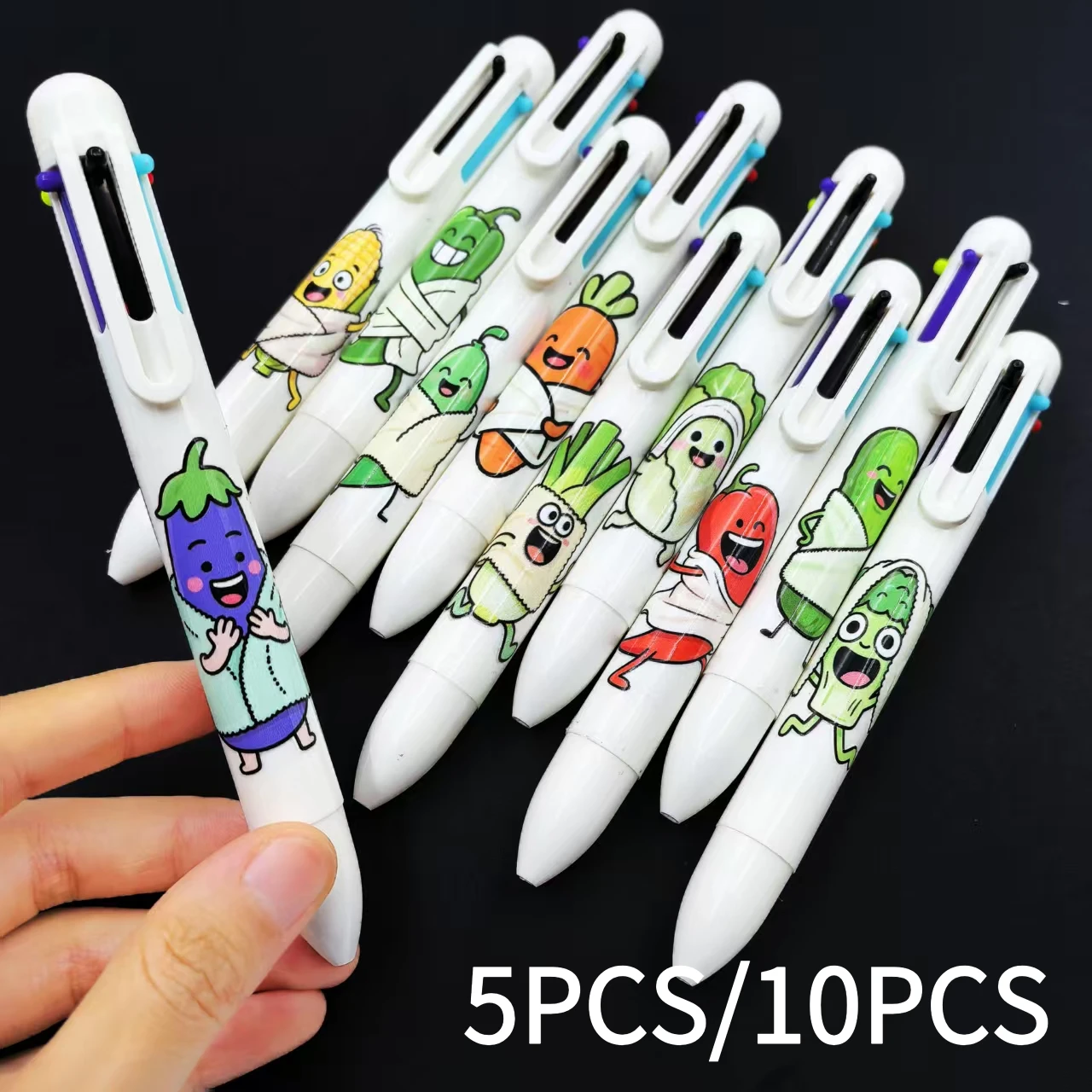 

5PCS/10PCS creative vegetable-shaped multi-color pen vegetable series promotion Six-in-one Ballpoint Pen stationery gift