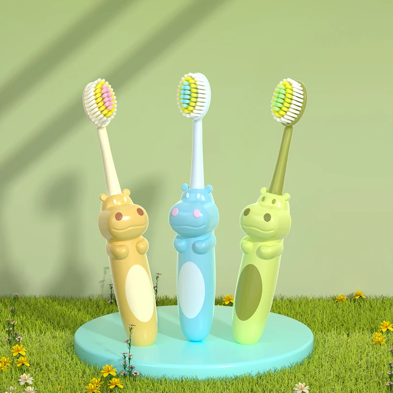 3-Pack Cute Children's Fine Nylon Soft Bristle Toothbrush Set, Non-slip Handle, Wide Head Design, Household Use