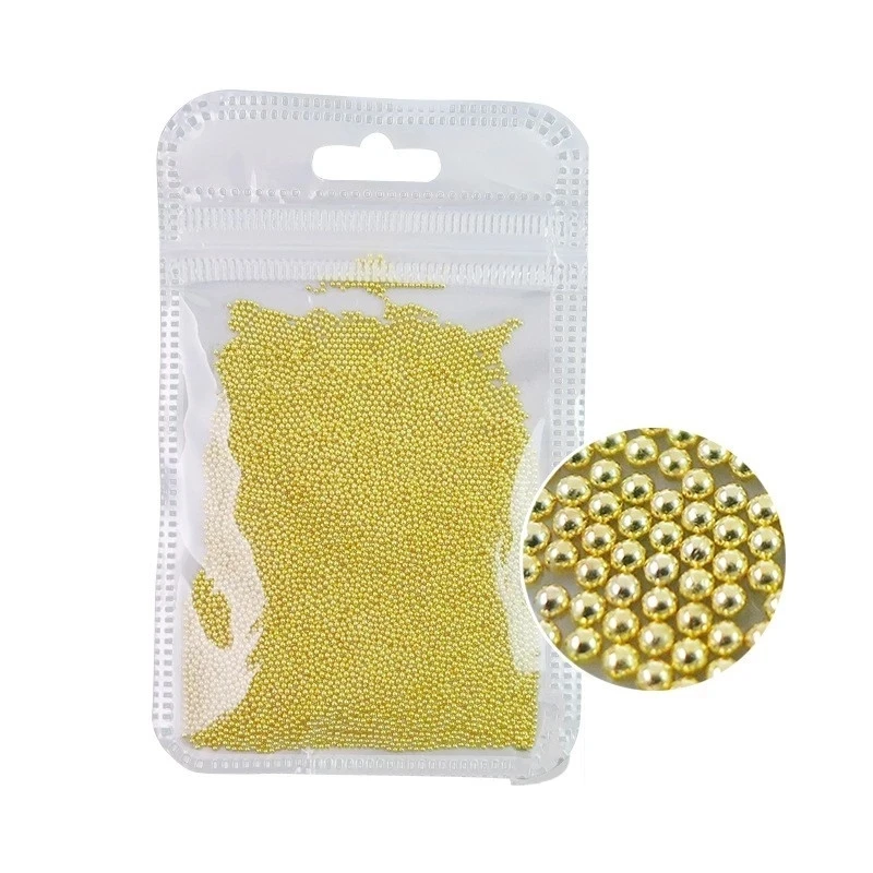 10g/bag Mini Glass Caviar Metal Beads Nail Charm Gold/Silver/Rose Gold Steel Ball Nail Stud 3D Micro Fairy Ball Diamonds Decor