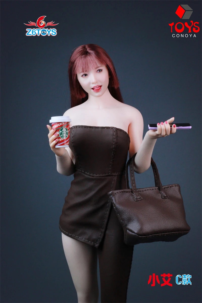 Z6TOYS ZC017 1/6 Asian Girl Xiaoai Movable Eye Head Sculpt Model with Tongue Fit 12'' Female Soldier Action Figure Body Dolls