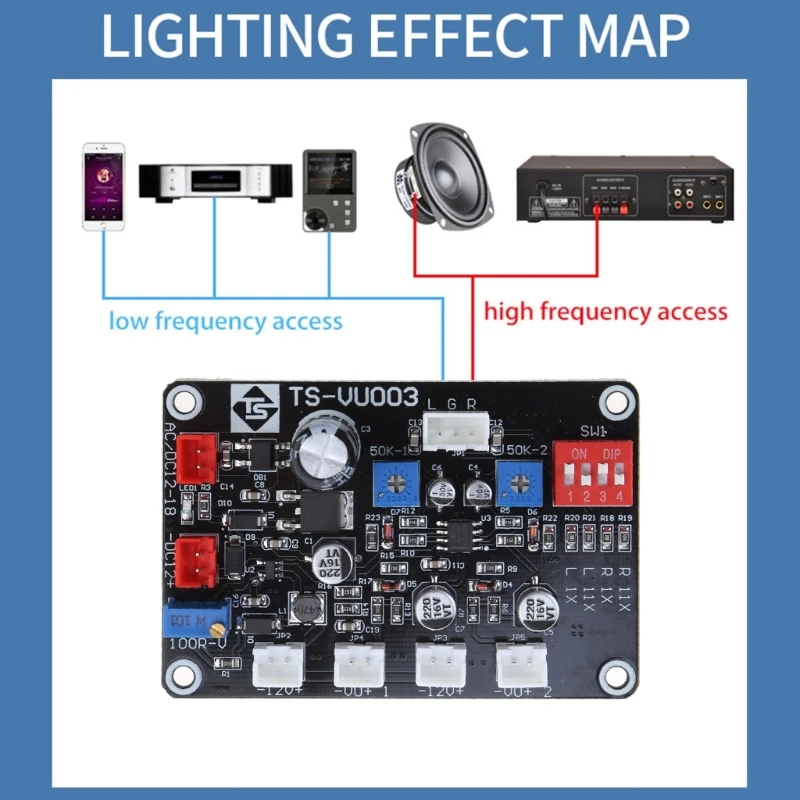 VU Meter Driver Board with Cable Digital Amplifier Board Level Amplifier Meter High & Low Frequency Switching