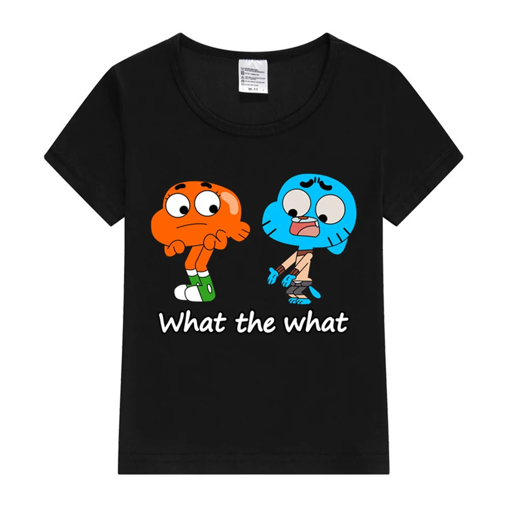 The amazing world of Gumball Gumball and Darwin What the what Kids T-Shirt Graphic Tshirt Girl Boy Casual Fashion Tops Tees