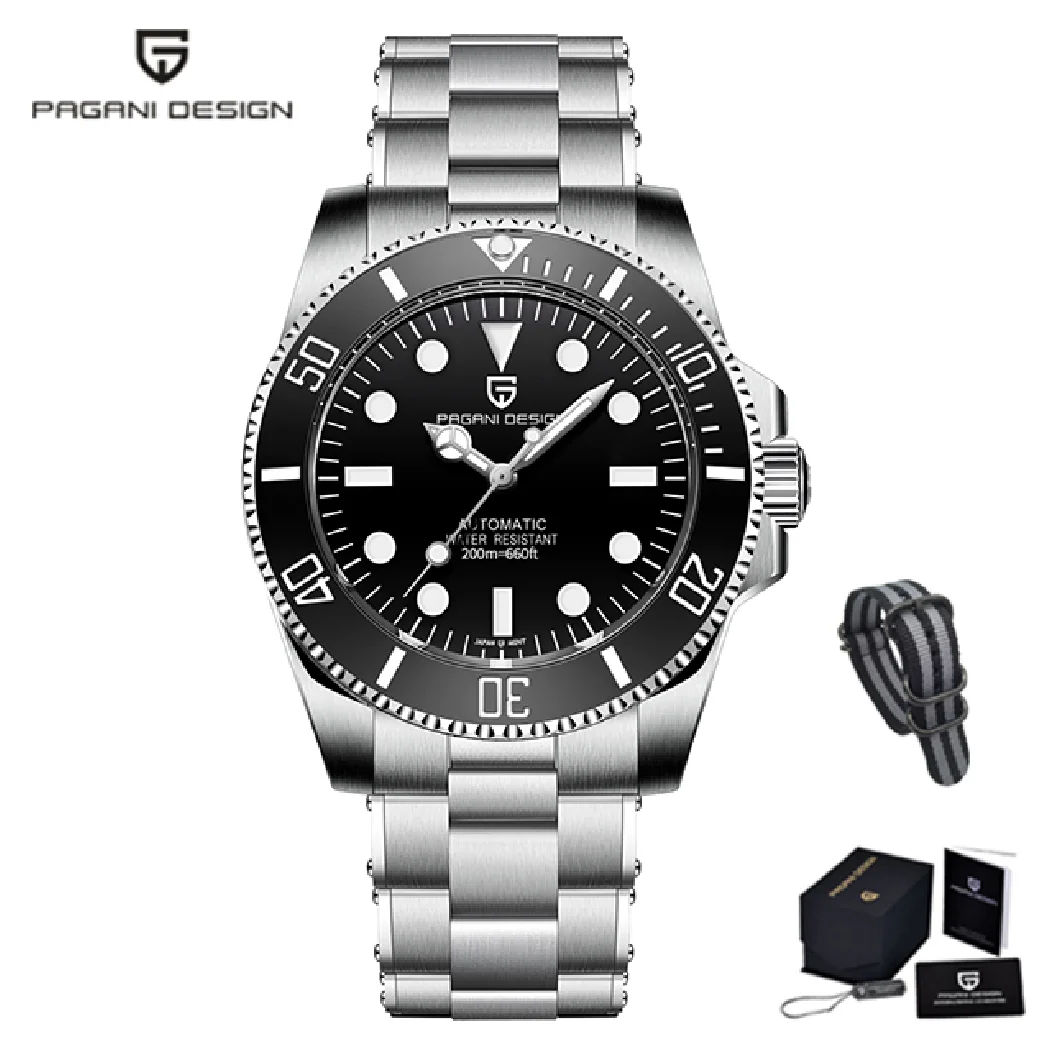 PAGANI تصميم الرجال ساعة اليد الميكانيكية السيراميك الحافة NH35 ساعة أوتوماتيكية الياقوت الفولاذ المقاوم للصدأ 200 متر مقاوم للماء Reloj Hombre