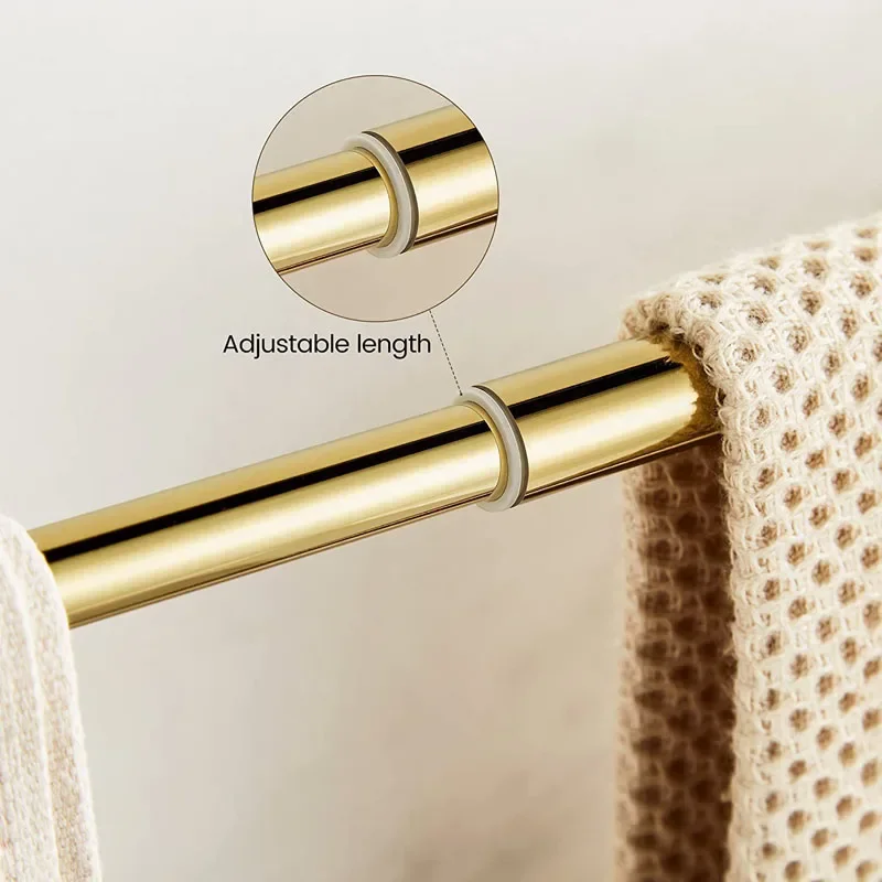 4 Pieces Gold Bathroom Accessories Sets Brass&Crystal Retractable Towel Bar Wall Mounted Paper Rack Bathroom Hardware Set 3