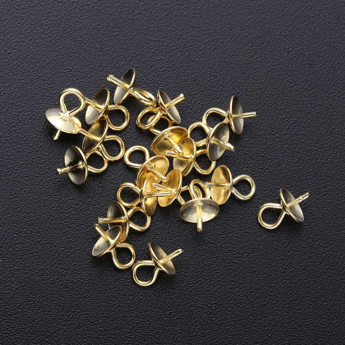 

20Pcs Jewelry Making Supplies Pearl Cup Pendant Connector 4mm Gold Ideal for Delicate Necklace Bracelet Earrings Accessories