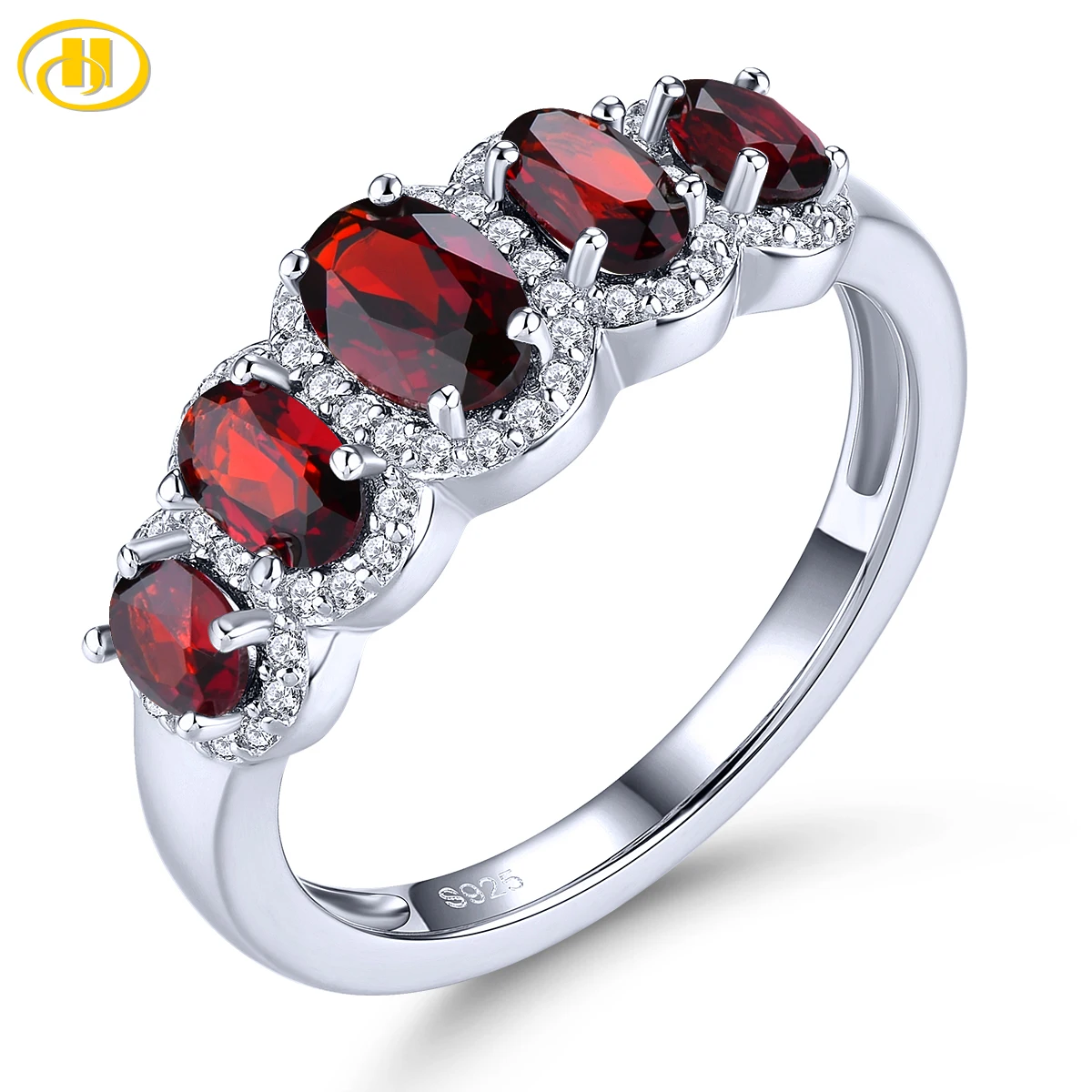 

Natural Red Garnet Silver Rings 2 Carats Genuine Classic Garnet Gemstone Original Design S925 Women Romantic Birthday Gifts