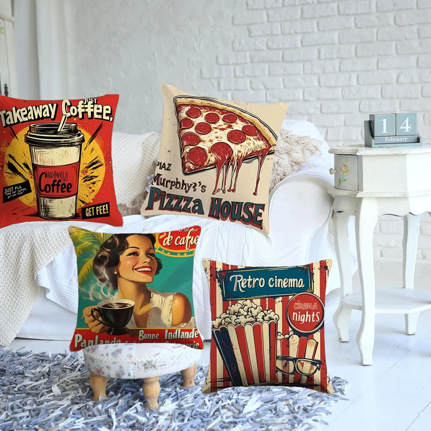 Home Cinema Food - 4 fundas de cojín de estilo