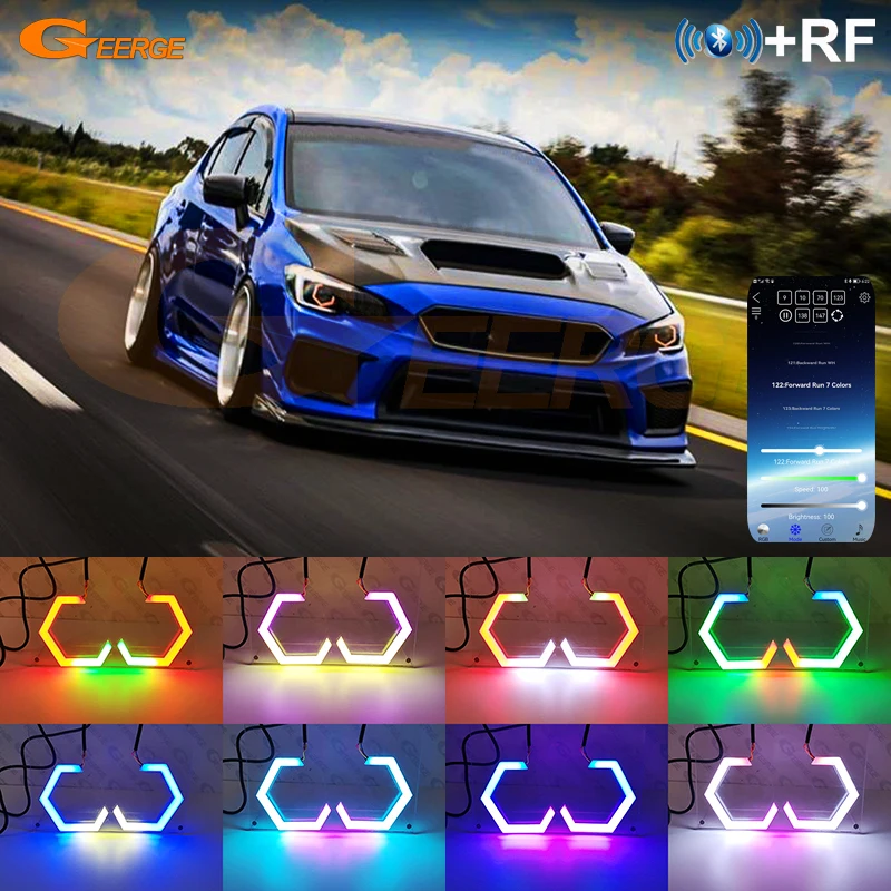 

Для Subaru Impreza WRX STI 2006 2007 2008-2021 дневной свет Bluetooth приложение динамический многоцветный RGB светодиодный ангельские глазки шестигранные кольца с ореолом