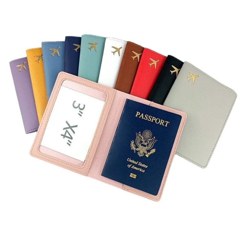 PU Leather Passport Holder Lightweight Waterproof Passport Case Portable Storage Solid Color Passport Protective Cover view 2