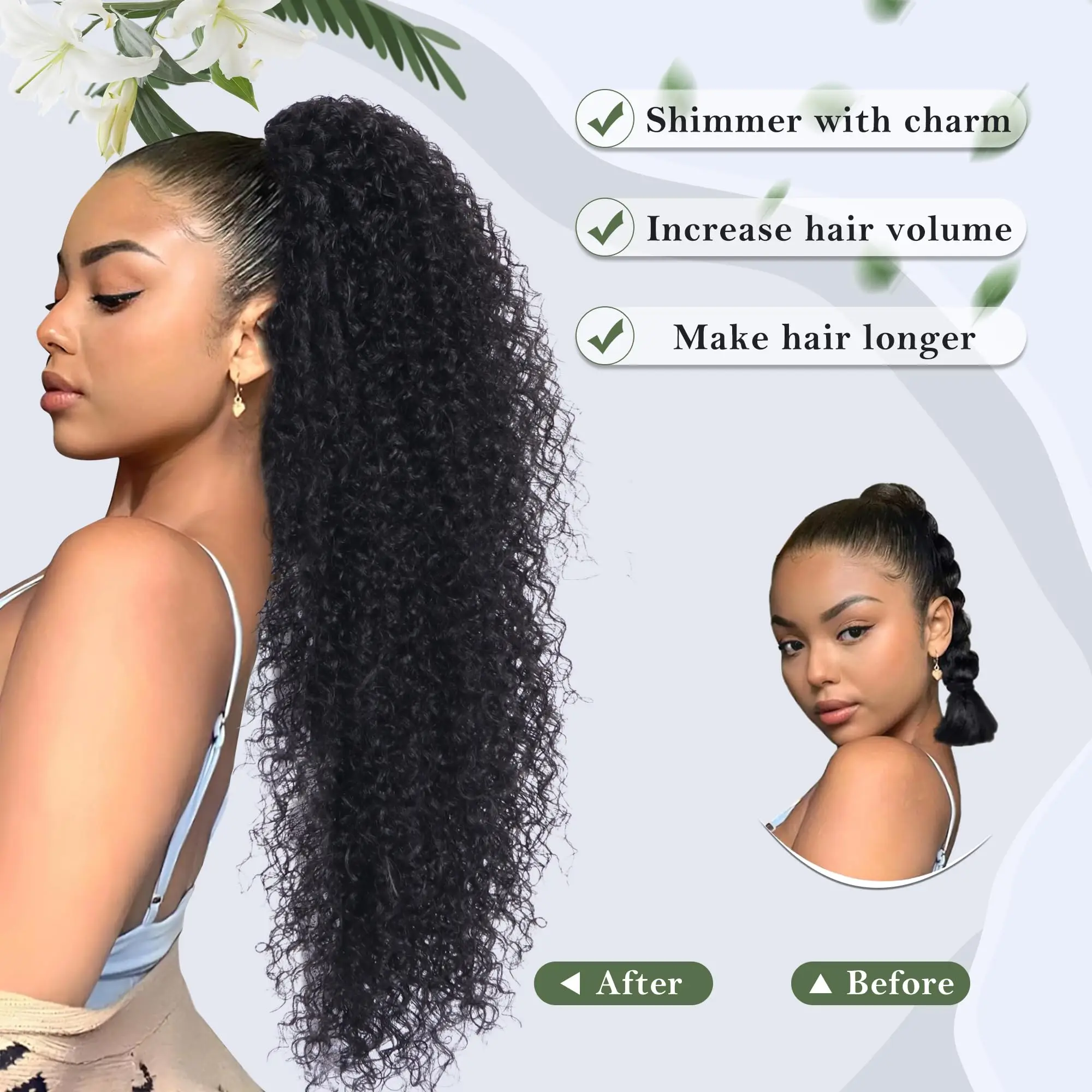 Kinky Curly Claw Clip Ponytail Extensions Human Hair Clip In Pony Tails Brazilian Remy Wave Hair Extensions 10\