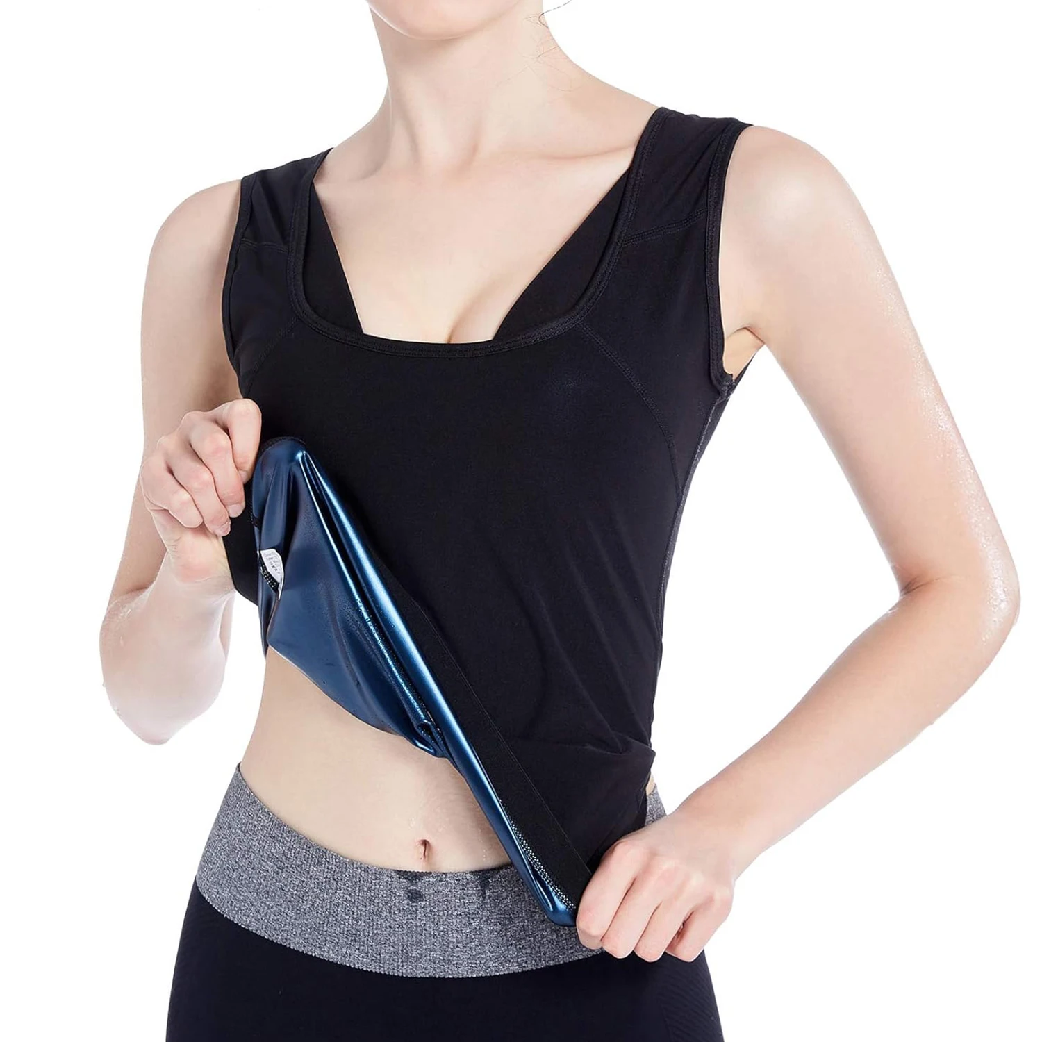 سترة تدريب الخصر للعرق بدلة الساونا للنساء لتمارين العرق بدون أكمام