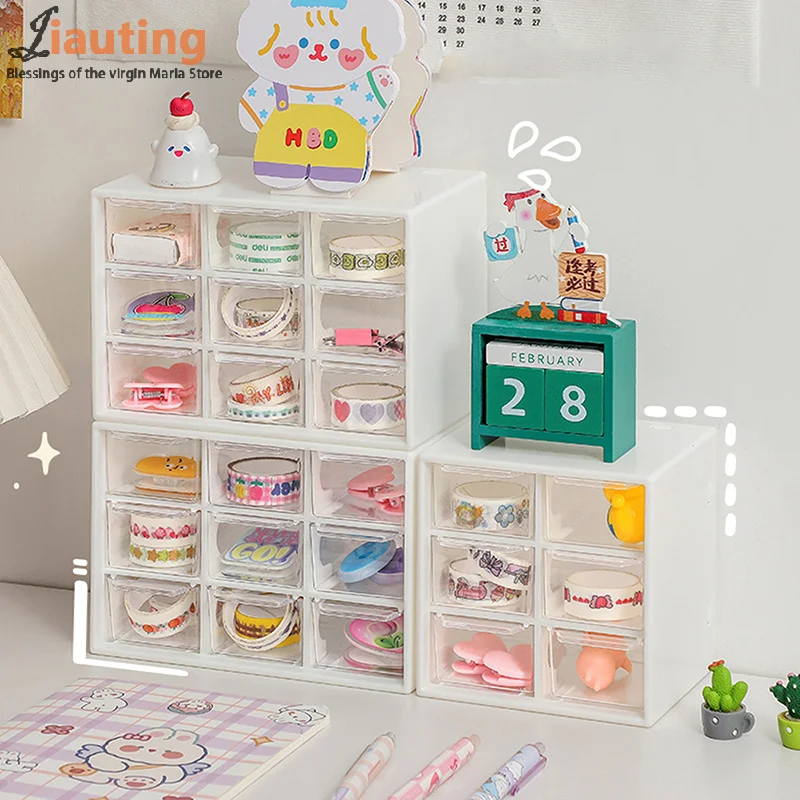 

Transparent Storage Drawers Plastic Earring Jewelry Organizer Drawers Boxes Mini Drawer Desktop Organizer Stationery Storage