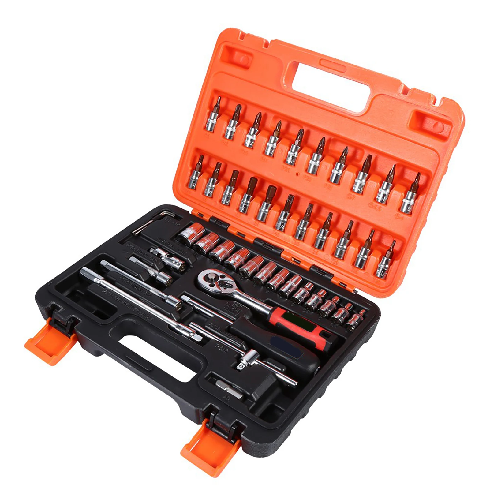46pcs Socket Spanner Wrench Set 1/4" Drive Metric Extension Bar with Box High quality auto repair tool socket combination