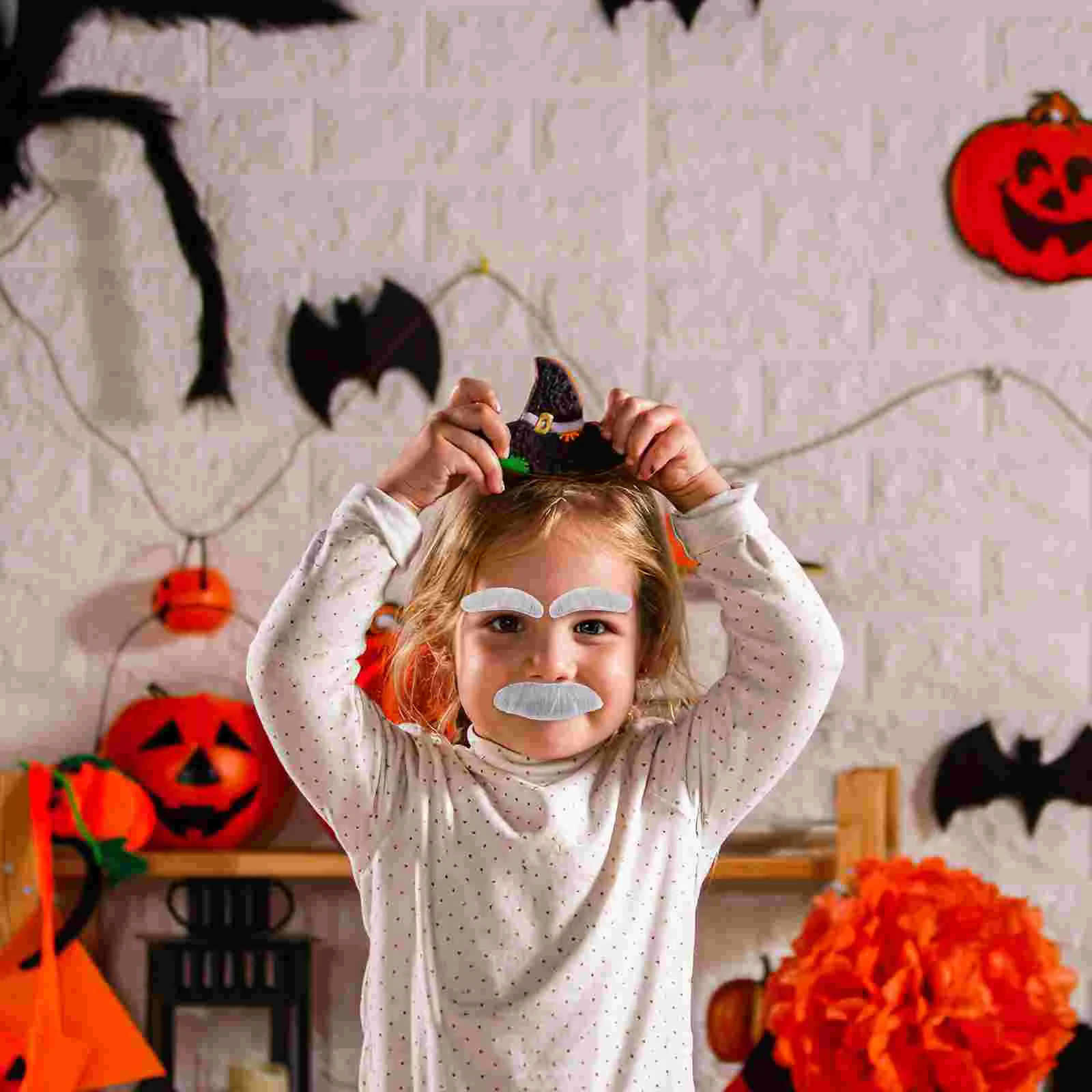 Decor Halloween Nonno Barba simulata Fornitura cosplay Panno Carta finta Baffi Festa Grigio Palcoscenico Sopracciglio Carnevale Bambino