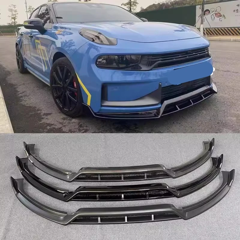 

Передняя лопата автомобиля для LYNK & CO 03 2019-2022, модифицированная матовая черная глянцевая черная передняя губа с узором из углеродного волокна