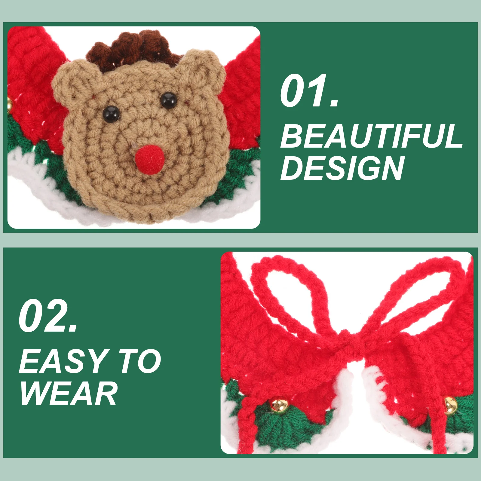 

Pet Dog Scarf Christmas Elk Pattern Soft Knit Warm Scarf Cat Puppy Decorative Xmas Gift Accessory Cat Christmas Gift