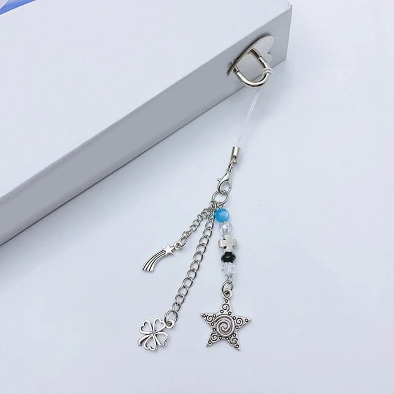 Handmade Beaded Phone Lanyard Star Pendant Strap Detachable Phone Chains Keyring Portable Accessory for Women