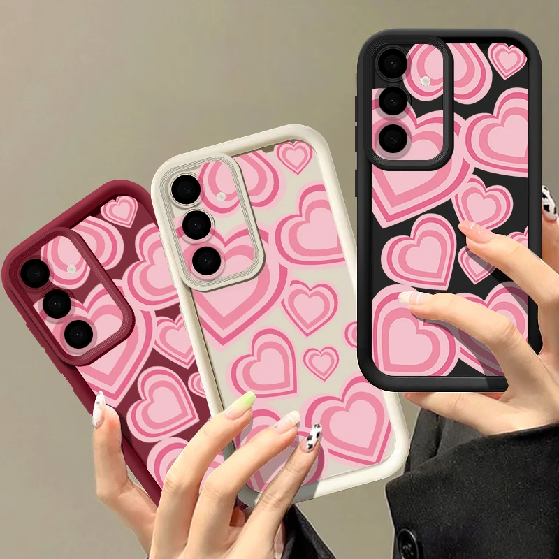 Soft TPU Case For Samsung Galaxy S26 S25 S24 S23 Ultra S25 Edge S24 S23 FE S22 Plus Pink Love Heart Pattern Silicone Phone Cover
