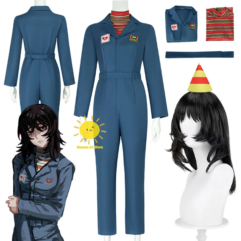 Game Mouthwashing Cosplay Anya Cosplay Costumes Bodysuit Tops Belt Hat Anya Suit Workwear Wig Halloween Carnival Cos Adult Women