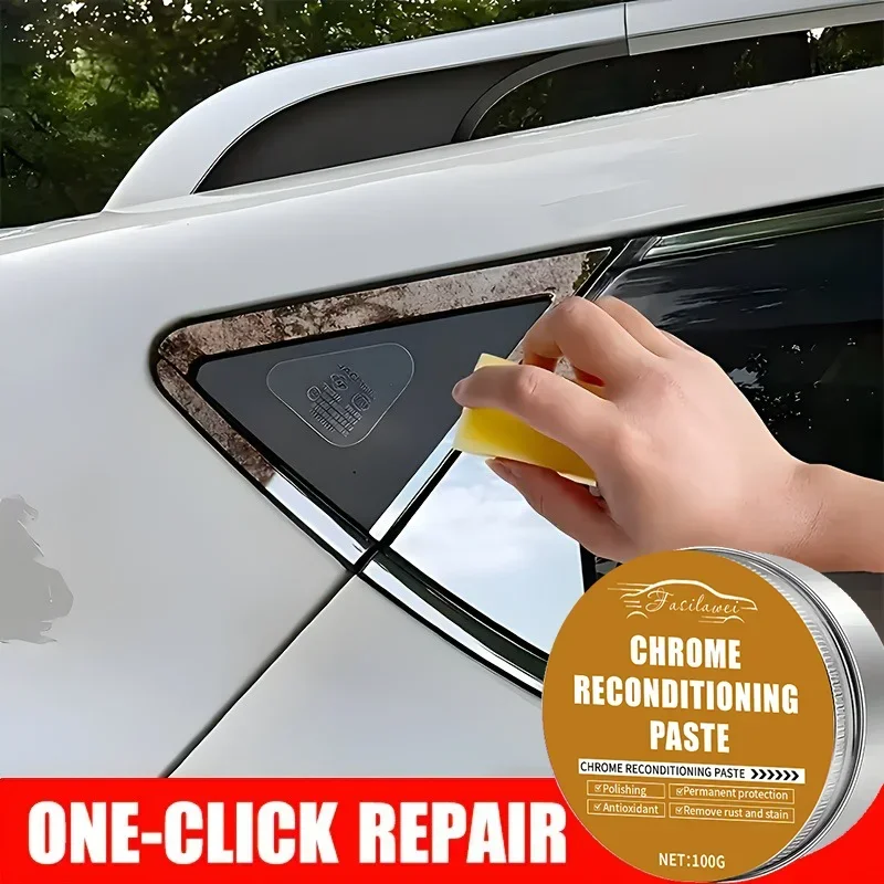New Chrome Refurbishment Paste, Polishing and Oxidation Paste, Scratch-Off Removal, Car Door Handle and Window Frame Repair, Sp