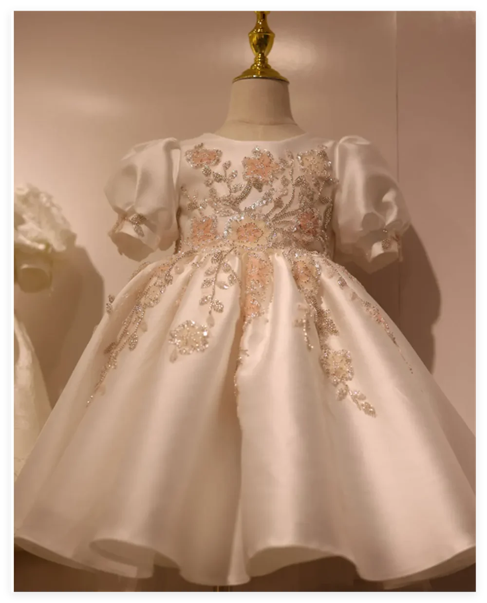 

Flower Girl Dresses Bow Puffy Little Girl Dress Satin Princess Dress Baby Girl Dresses First Communion Bow